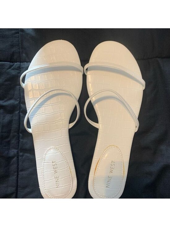 Nine West Shoes - Nine West White Minimalist Slide Sandals
